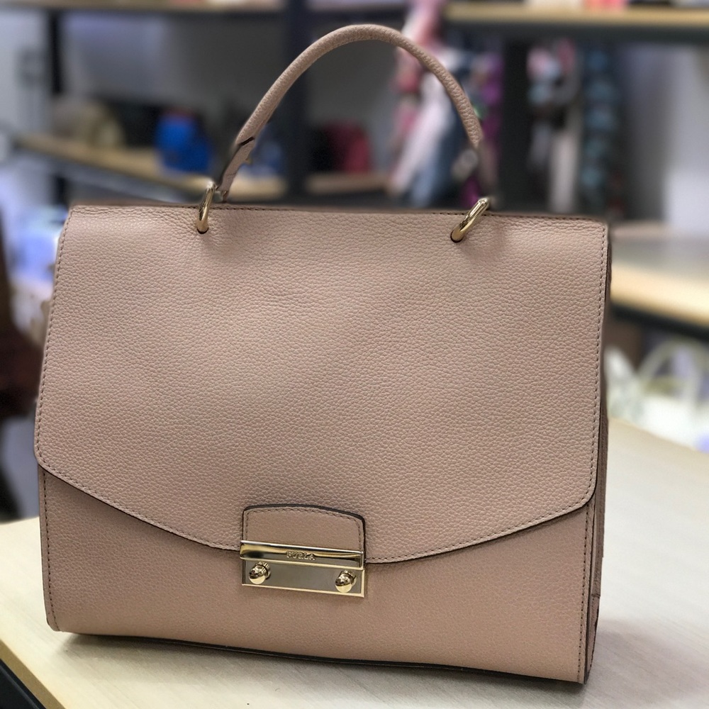 Furla leather large handbag pink